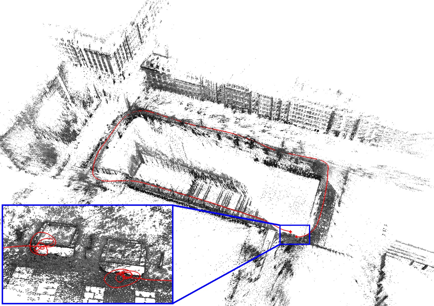 DSO:建筑物场景的稀疏三维重建与轨迹(1分40秒视频)